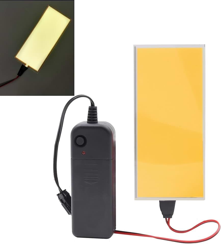 Electroluminescent (EL) Panel Light, DIY EL Backlight Cuttable Paper Lamp for Holiday Decoration/Cosplay/Warning,Yellow (12cmx5cm)-1PCS
