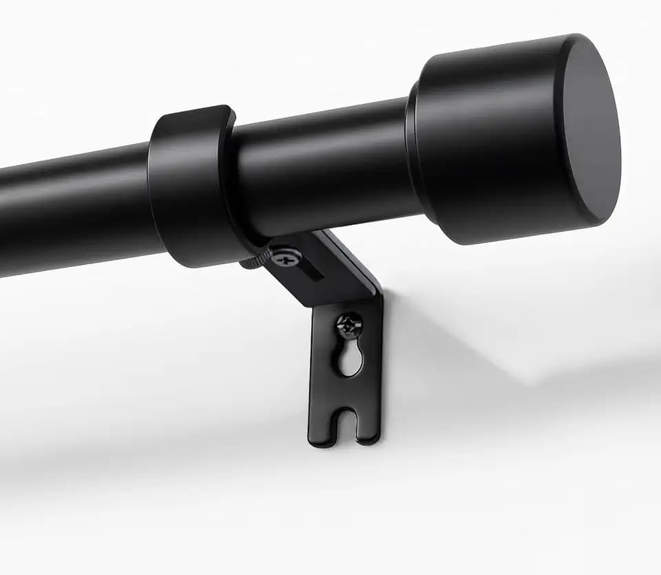Joydeco Curtain Rods for Windows 32-144 inch, 1 Inch Diameter Heavy Duty Adjustable Black Curtain Rods for Bedroom, Kitchen, Sliding Glass Door