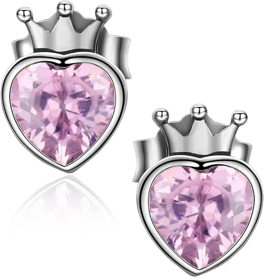 Ohrringe Prinzessin Silber 925 mit Diamant Zirkonia für Mädchen Damen Nickelfreier Verschluss Verschluss als Geschenk
