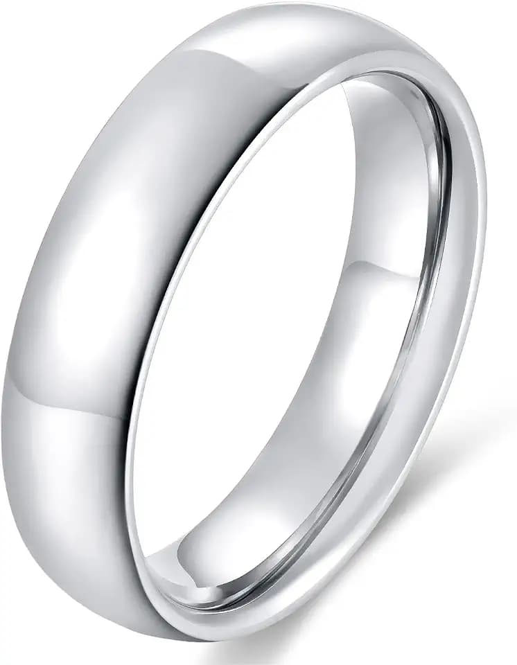 4mm 6mm Stainless Steel Ring Plain Dome High Polished Wedding Band Comfort Fit Size 4-12