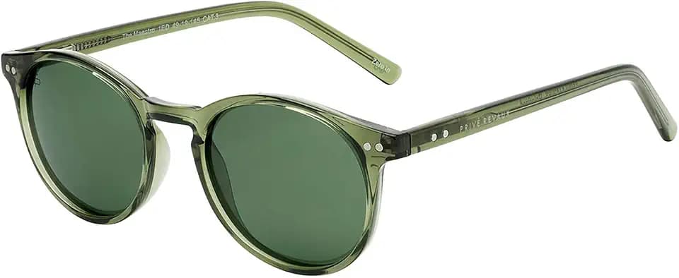 Prive Revaux The Maestro X Classic Round Sunglasses – Polarized, 100% UV Protection – For Men & Women – Hunter Green