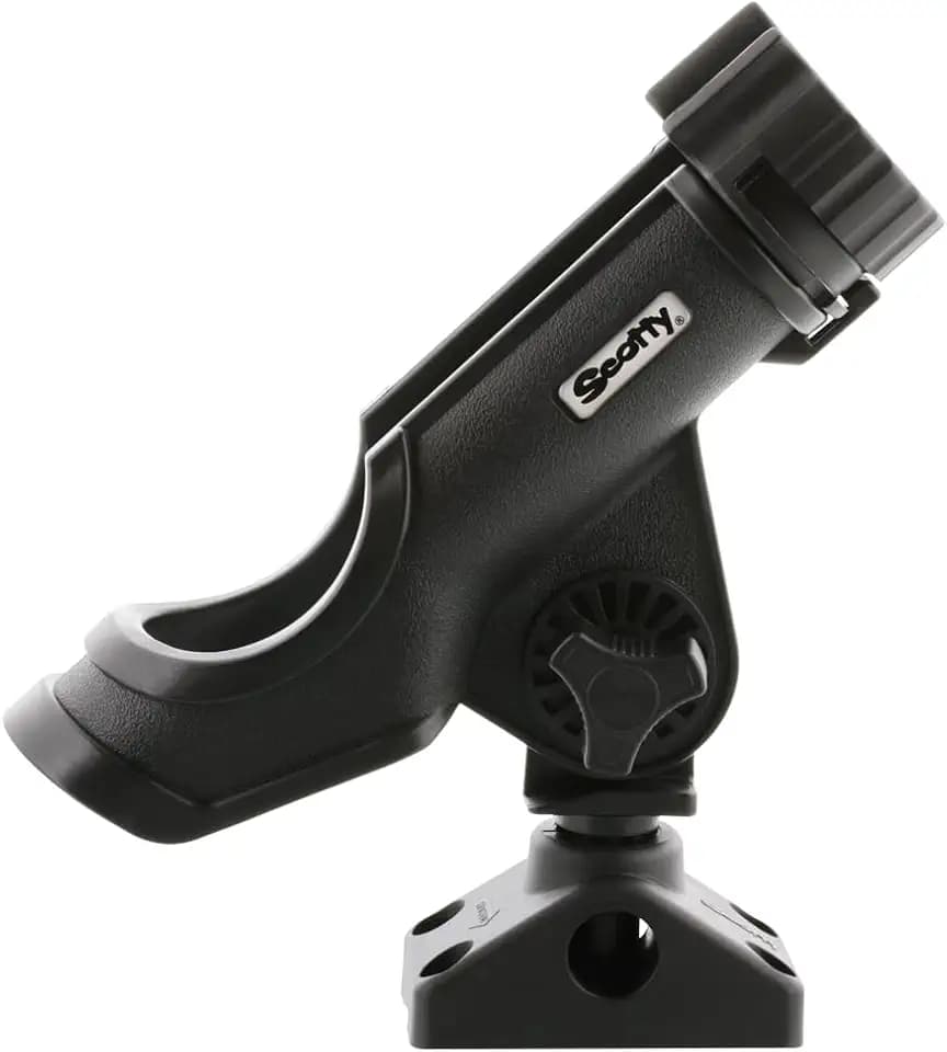 Scotty #230 Powerlock Rod Holder with #241 Side/Deck Mount, Adjustable Boat Fishing Rod Holder, Universal Cradle Design, Side or Deck Mount Installation, Marine-Grade Construction