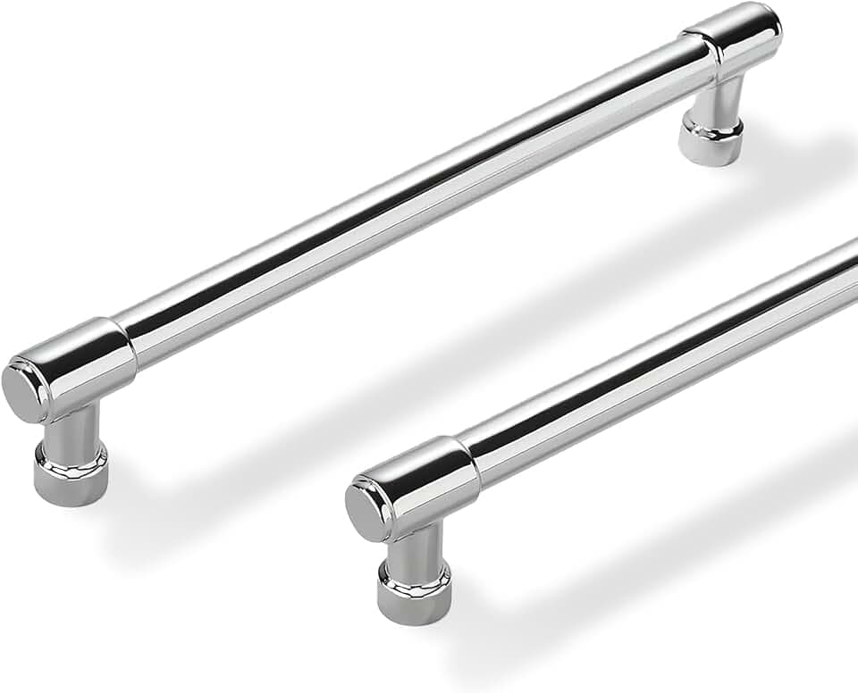 Solid Heavy Duty Jasper Pulls 10 Pack Polished Chrome Cabinet Pulls 6 Inch Hole Centers for Kitchen Cupboard Handles Modern Drawer Pulls Bathroom Cabinet Pulls