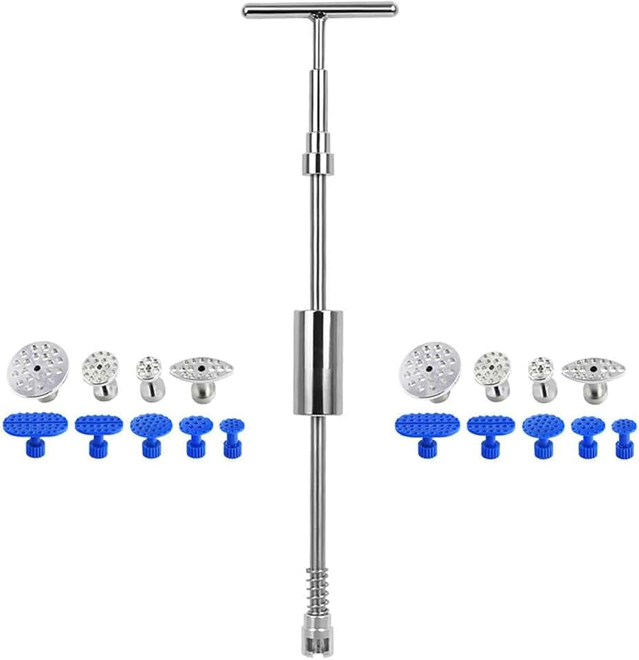 LadyRosian Paintless Dent Repair Puller Dent Puller T-Bar 18Pcs Tool with Removal Pulling Tabs for Auto Body Hail Damage Dent