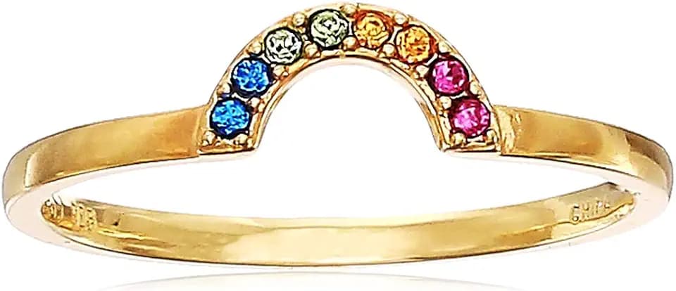 Amazon Essentials Crystal Rainbow Ring in Sterling Silver , (previously Amazon Collection)