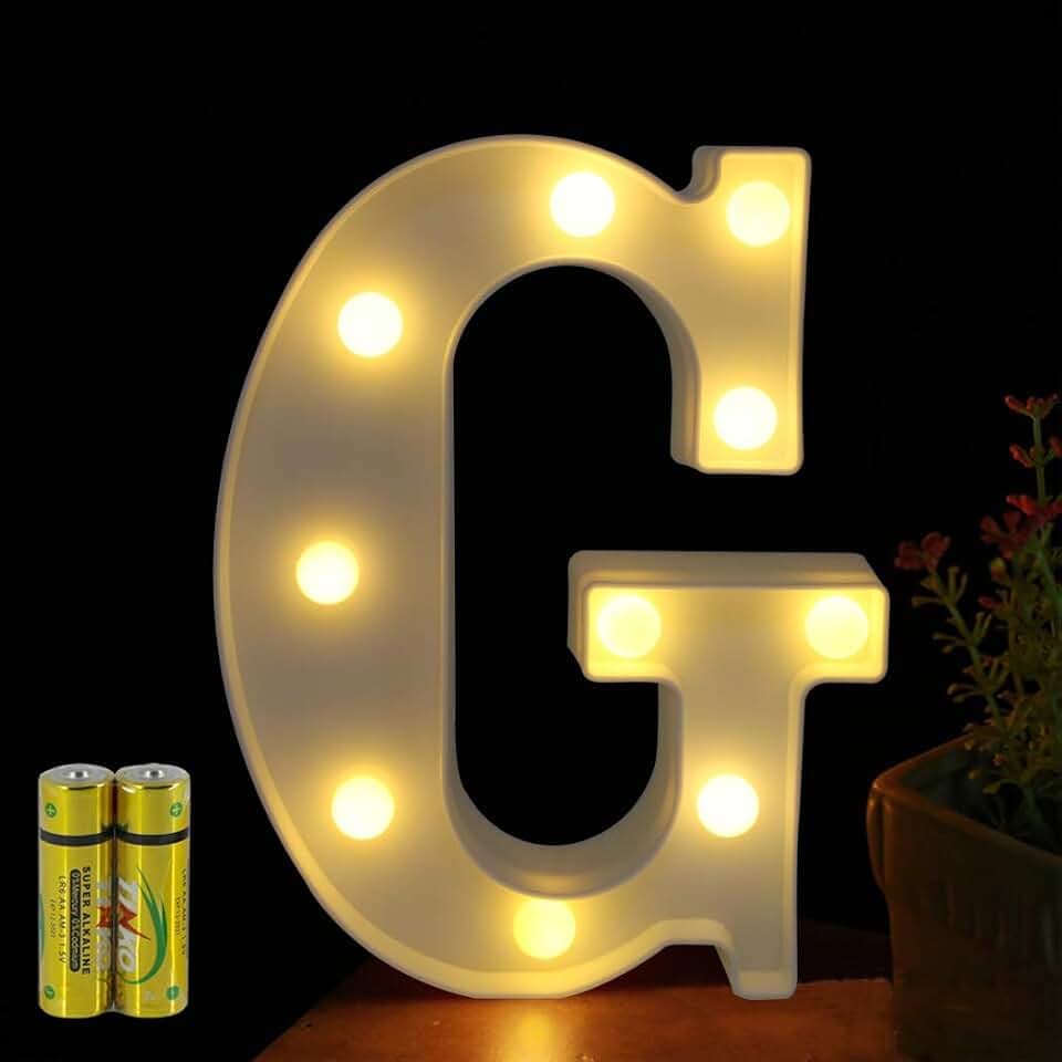 Buchstaben Lichter Alphabet Lampe LED Brief Beleuchtung Buchstabe Licht Beleuchtete Buchstaben Nachtlichter Dekoration für Geburtstag Party Hochzeit Kinderzimmer (G)