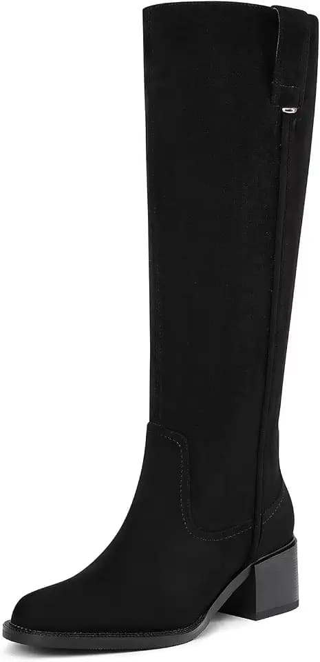 Women's Knee High Boots Chunky Heel Tall Riding Boots