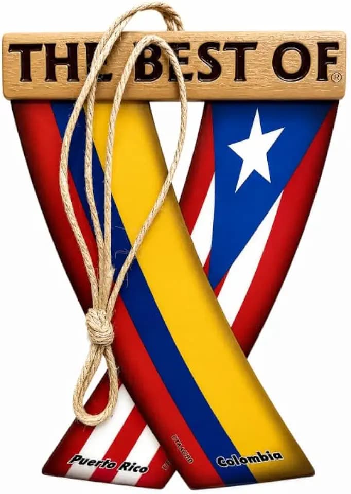 Puerto Rico and Colombian Flag for Car Rear View Mirror, 5.5x3.5"