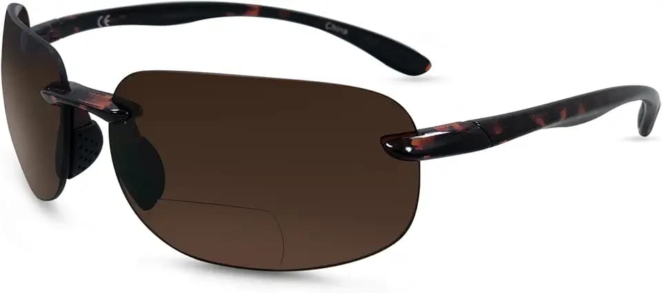 In Style Eyes Lovin Maui Bifocal Wrap Around Sunglasses, Polarized Reading Glasses Reduce Sun Glare, Near Invisible Line Lens, Tortoise, 1.5x