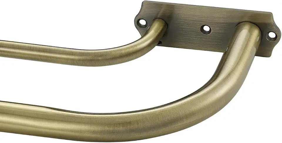 Double Curtain Rods 28-48 Inch, Antique Bronze Double Curtain Rods, Wrap Around Double Window Rods Room Darkening Curtain Rods, Adjustable 1-Inch Diameter Front and 5/8 Inch Back Double Drapery Rod