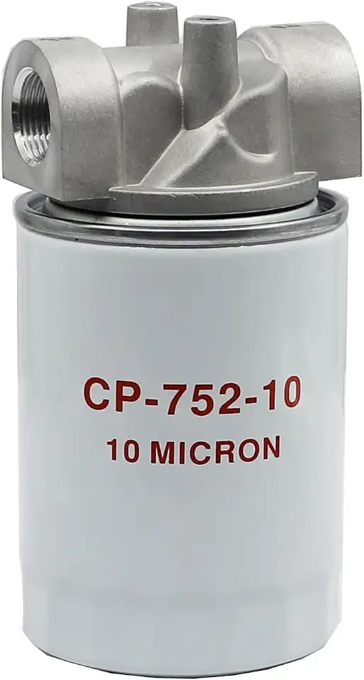 Spin-On Filter Assembly Hydraulic Oil Filter for Petroleum Based Fluids 10 Micron Hydraulic Filter with 15 PSI Bypass 250 PSI, 25 GPM, 3/4” NPTF Inlet/Outlet Port, 1"-12 Thread, 221006