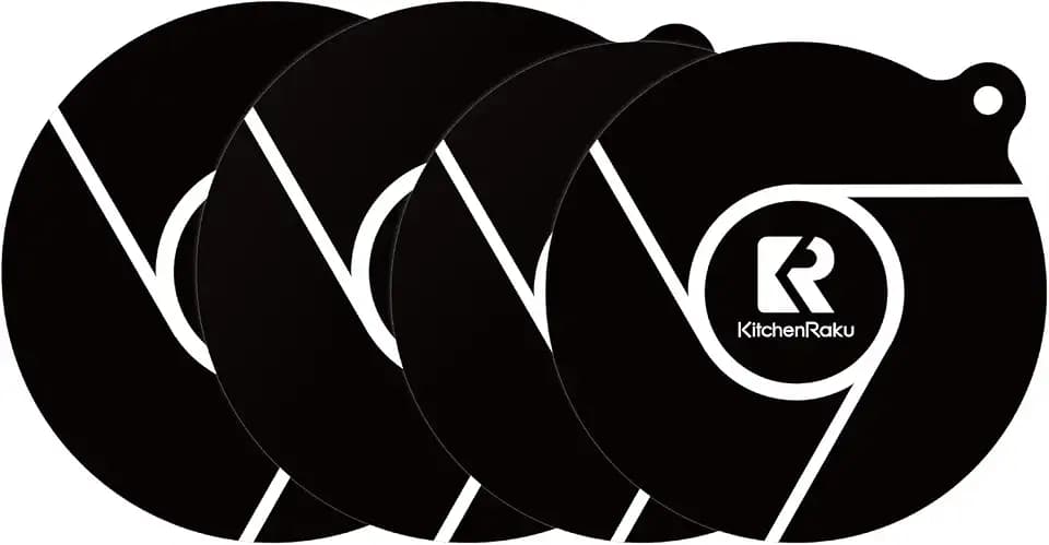 4PCS Induction Cooktop Mat Set, Silicone Fiberglass Magnetic Stove Scratch Protector, Non-Slip Pads Prevent Pot Sliding for Safe Cooking (Black, 2×Dia.7.87" + 2×Dia.9.45")
