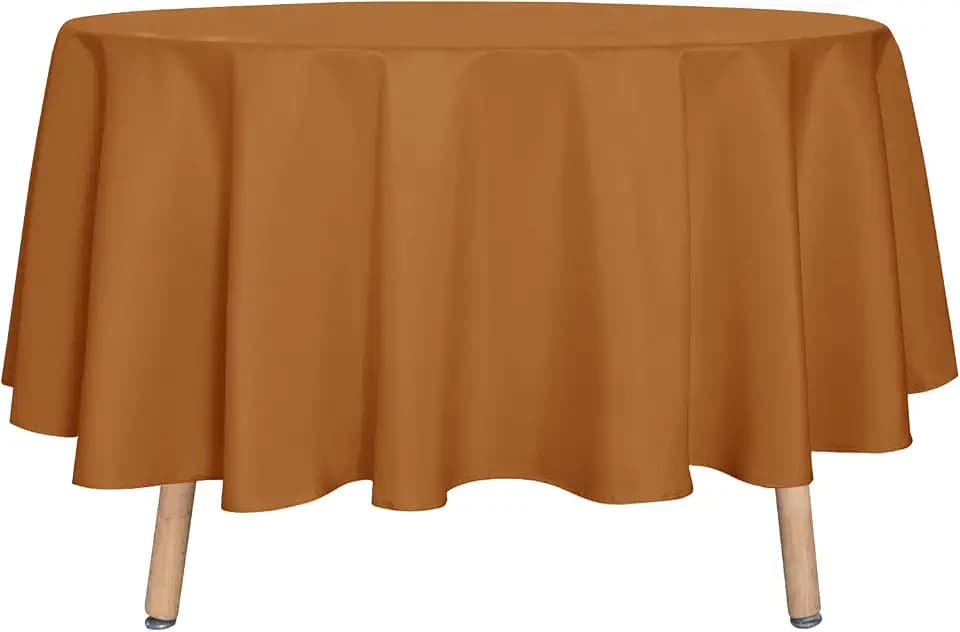 sancua Round Tablecloth 90 Inch Light Brown Fall Table Cloth, Bronze