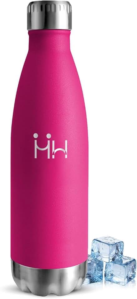 Trinkflasche Edelstahl 500ML, BPA-frei, Wasserflasche, Auslaufsichere Isolierflasche Doppelwandig, Thermosflasche, Trinkflasche Kohlensäure Geeignet, für Fitness, Schule, Rosenrot