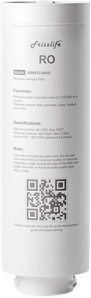 Frizzlife ASR512-600G Ersatz-RO-Filterpatrone für MR600 Umkehrosmose-System (2. Stufe)