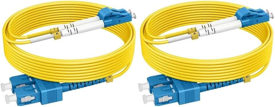 OS2 SC to LC Single Mode Fiber Patch Cables, 10ft/3m, 2Pack