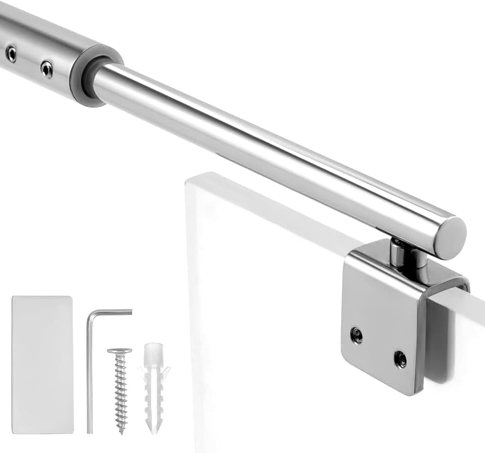 QWORK® Stützstange Duschwände, 700-1200 mm Verstellbar Stabilisierungsstange, Teleskop-Stützstange für 8-10 mm Dickes Glas, für Duschkabine