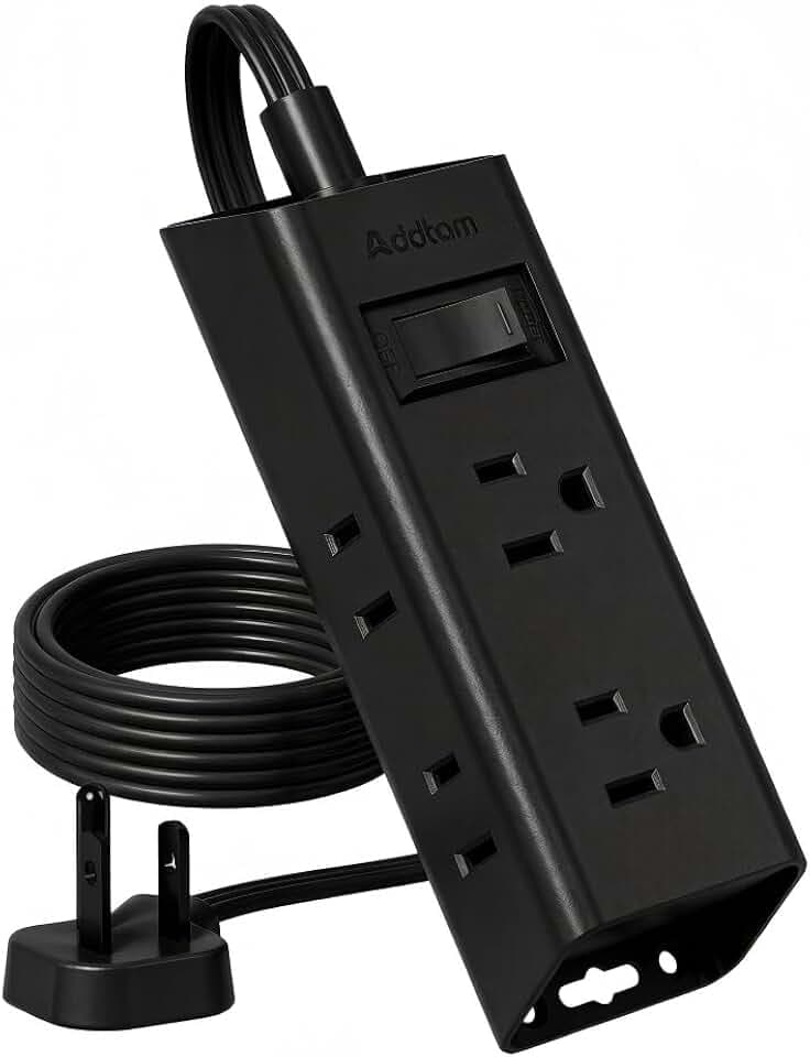 Addtam Flat Plug Power Strip with 6 Outlet Extender, 6 FT Extension Cord Flat Wall Plug with Multiple Outlets, No Surge Protector for Cruise Ship, Travel, Dorm, Home Office, Cruise Essentials, Black