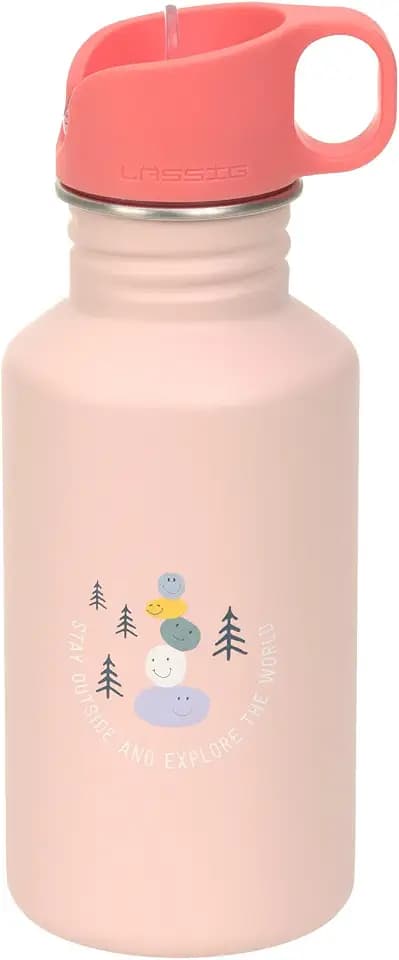 LÄSSIG Kinder Trinkflasche Edelstahl 500 ml Sunny Explorer Rose/Pink