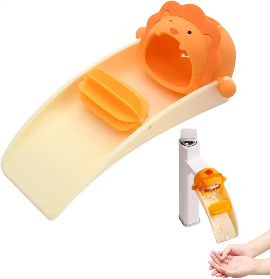 Wasserhahnverlängerung für Kinder, Wasserhahn Aufsatz Kinder, Silikon Kinder Tap Extender, Abnehmbar, Handwaschaufsatz für Babys und Kinder, Orange