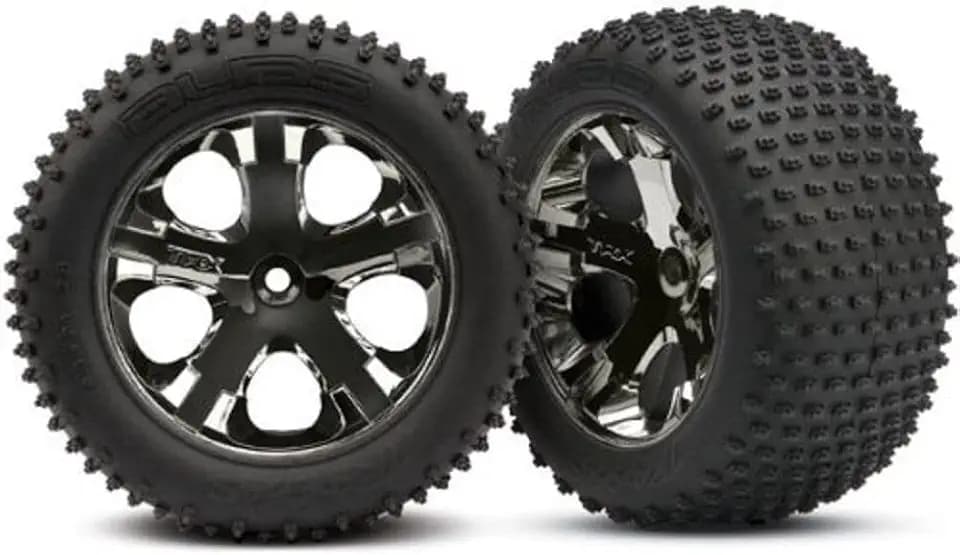 Traxxas 3770A 2.8" Alias Tires Pre-Glued on All-Star Black-Chrome Wheels (TSM Rated)