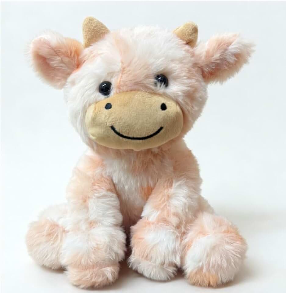 YUKOUQIAN Cute Cow Plush Stuffed Animal Doll Toy 8 inch for Girls Boys (sit Cow CAI Orange)