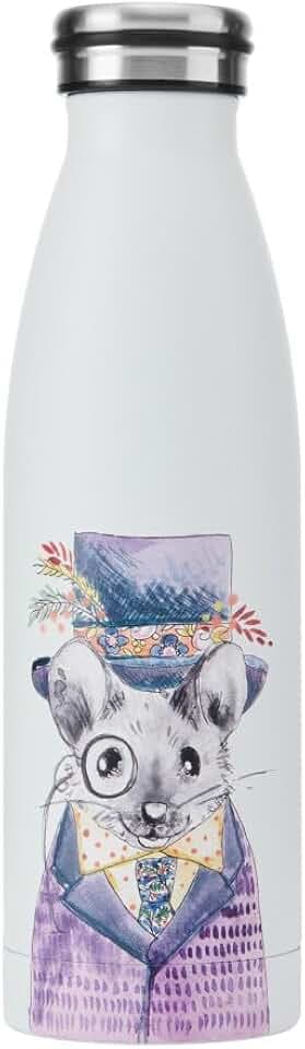 MIKASA Tipperleyhill Doppelwandige Edelstahlflasche, 500ml vakuum-isolierte Getränkeflasche hält Getränke kalt und heiß, BPA-freie Edelstahl-Trinkflasche mit Mausdruck