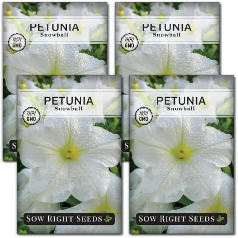 Sow Right Seeds - Snowball Petunia Seed for Planting Tender Perennials 4pk