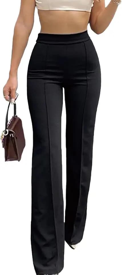 HAWILAND Anzughose Damen Stretch Elegant High Waist Lange Flared Stoffhose Business Casual Bootcut Chino Hose