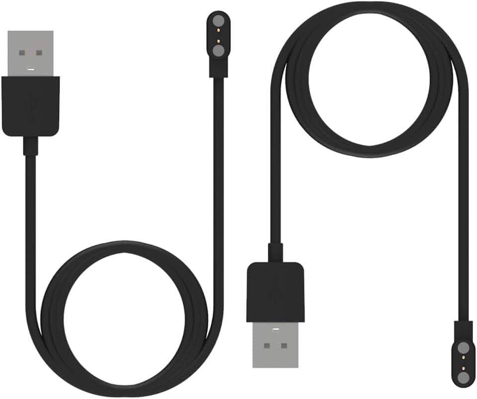 Compatible with FITVII Ole/Nexa/Fino 2, FITVII H86/ HM08/ H56/HM57/ HM58/ HM18/ HM68/HM78 Smart Watch Charger Cable USB Magnetic Charging Cord for FITVII Smart Watch Charger (Black*2)