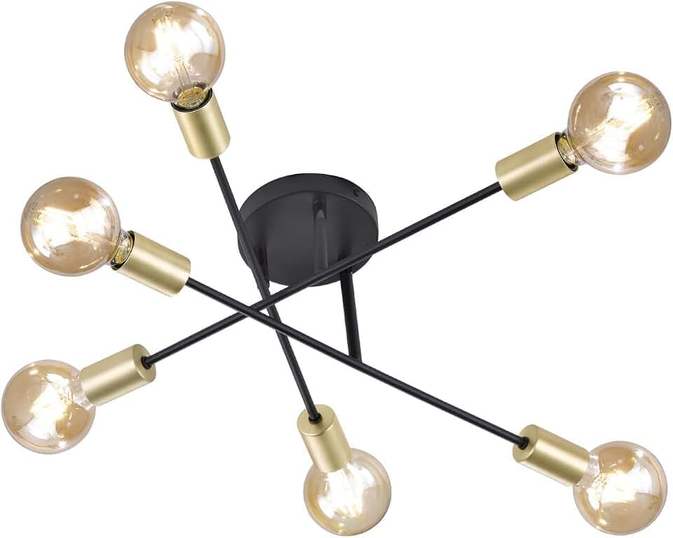 Trio Leuchten Deckenleuchte mit schwenkbaren Armen in schwarz matt/bronze, 6x E27 Fassung, Ø 56,6cm
