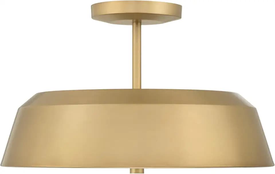 Minka-Lavery 12625-732 Trellwyn 15" 3-Light Semi-Flush Mount - Legacy Brass with Etched White Glass