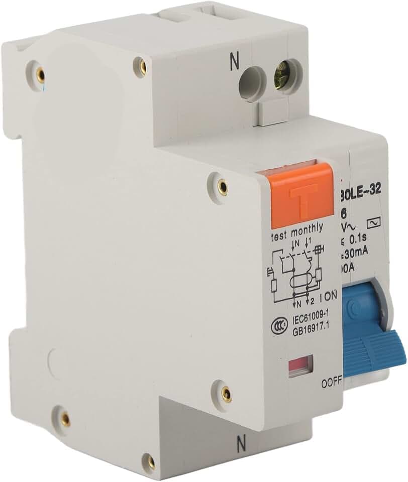 1 Polig fi Schutzschalter DZ30LE-32 C16 16A 220V 50/60Hz Fehlerstromschutzschalter 1P+N Leistungsschalter, mit Überstromschutz Kurzschlussschutz, DIN Schienenmontage (1 Stück)