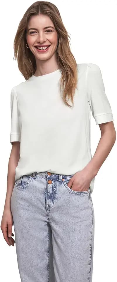 Damen T-Shirt mit Rundhals und Puffärmeln