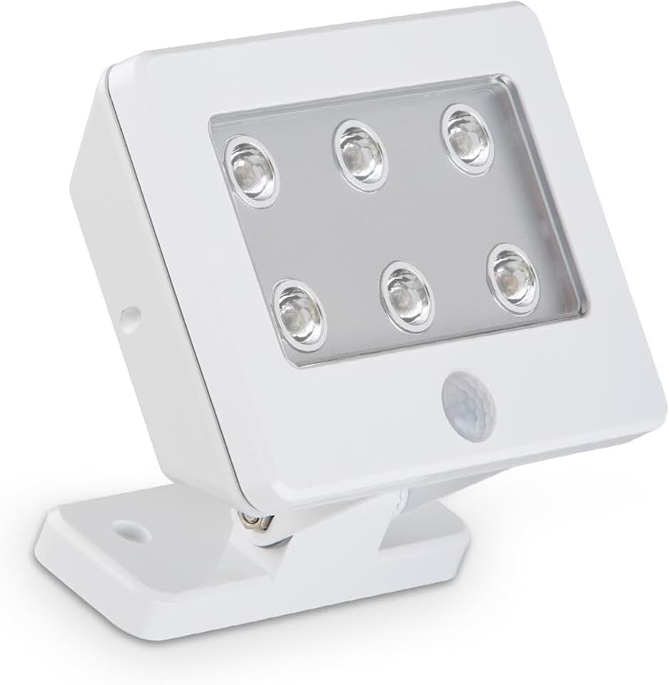 BRILONER - LED Außenlampe mit Bewegungsmelder, ohne Stromanschluss, IP54, kaltweißes Licht, Außenleuchte, Wandleuchte aussen, LED Strahler außen, Außenbeleuchtung, Außenwandleuchten, Weiß