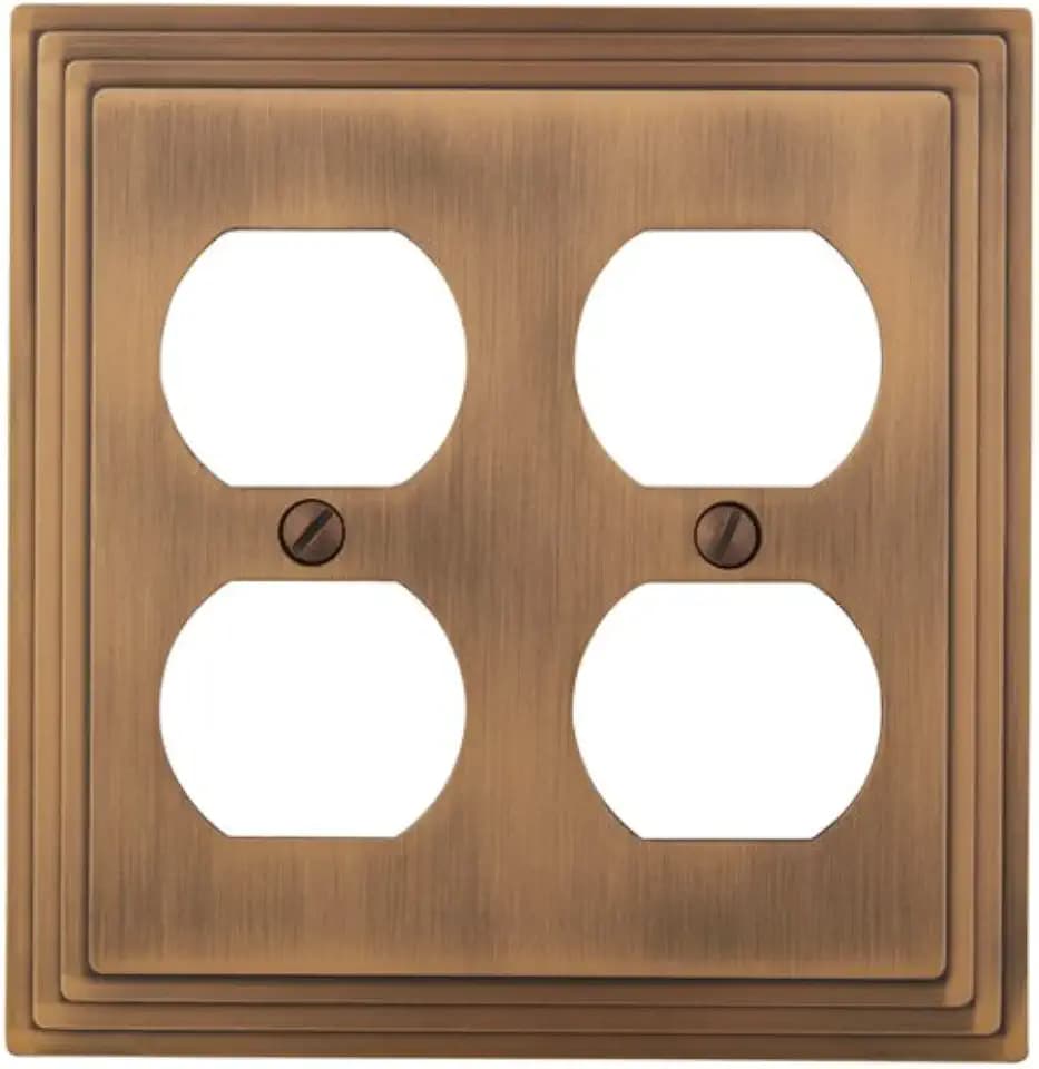 Amerelle Steps Double Duplex Cast Metal Wallplate in Antique Copper