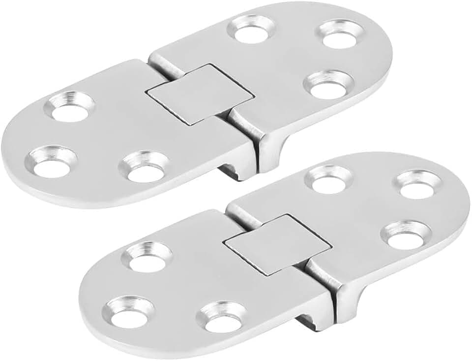 Akozon Flush Hinges 75Mm, Edelstahl Scharniere Boot, Türscharnier, für Marinekabinentür 66 * 30mm 2St. Boot Edelstahlscharniere Stempelschrank Marine Türscharnier