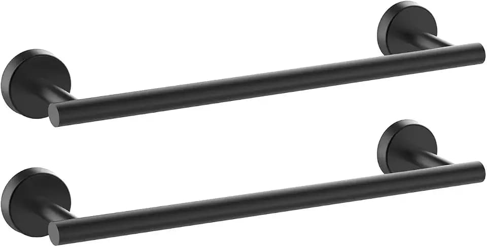 Newfun 16 Inch Matte Black Bathroom Towel Bar, 2Pcs