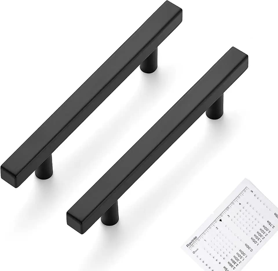 Ravinte 5 Pack Black Cabinet Pulls, 3-3/4 in Kitchen Pulls for Cabinet
