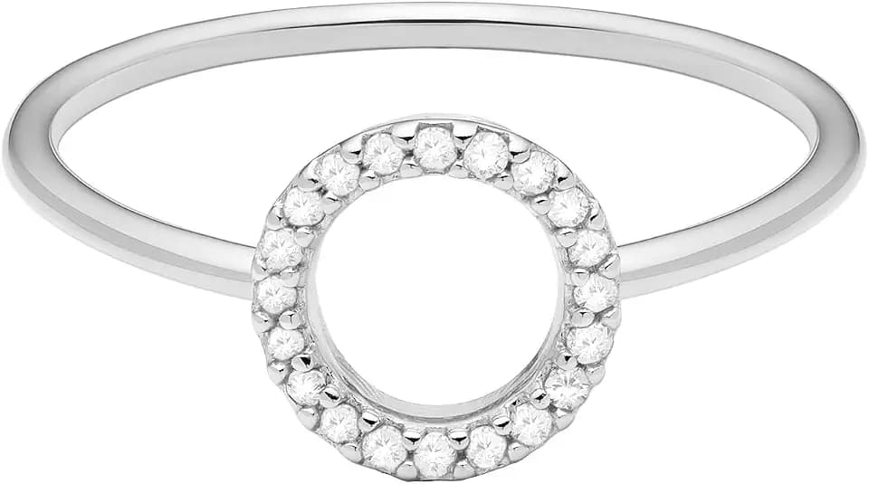 Amazon Essentials 1/10th CT TW Diamond Geometric Circle Ring in Sterling Silver