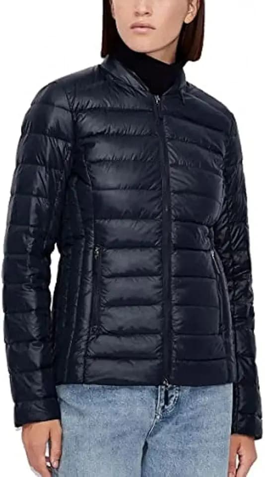 Armani Exchange Women's Ultra Light Down Jacket, Navy Blue, Large