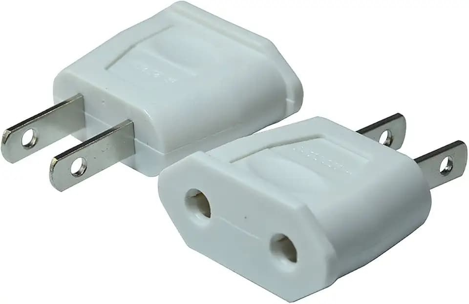 EU to US Power Plug Converter Travel Adapter, White, 2pcs