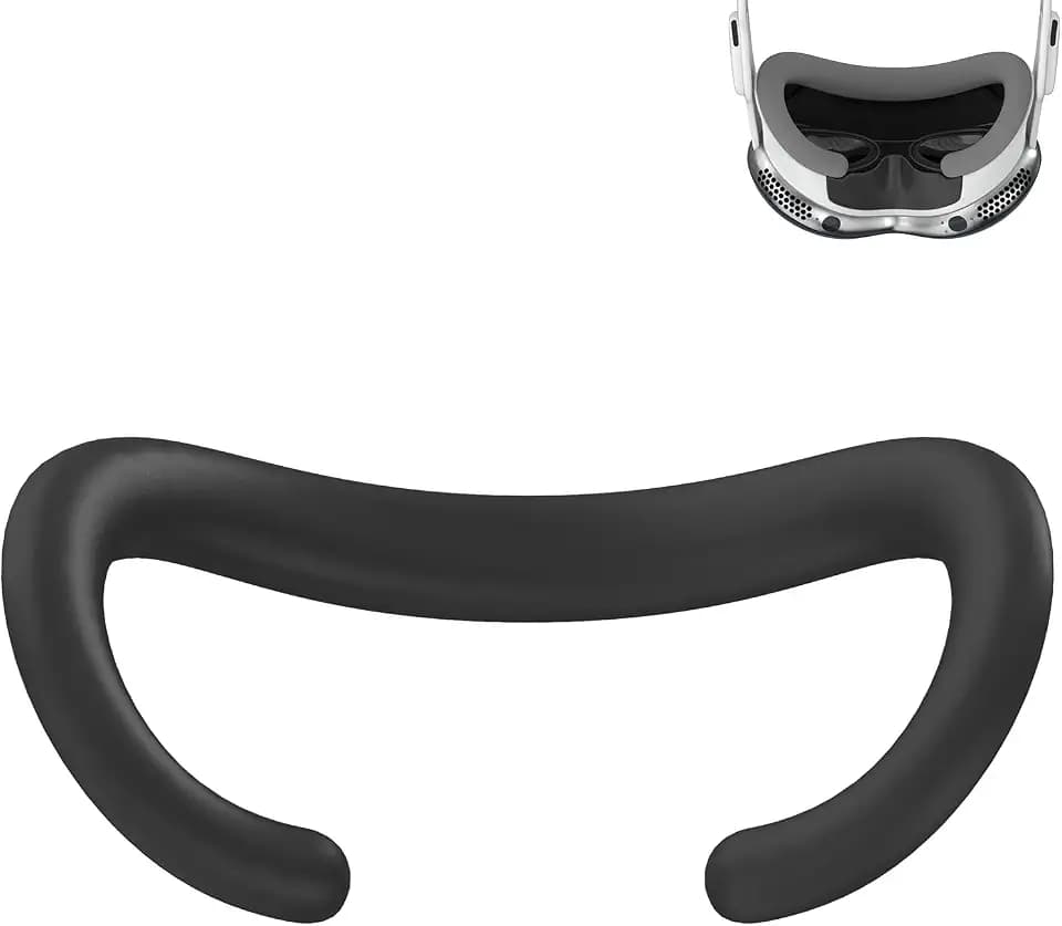 Geekria Silicone Face Pad Cover Compatible with Apple Vision Pro, Washable Anti-Leakage Cushion Pad Mask, Original Headset Replacement Accessories, VR Headset Face Shield (Black)