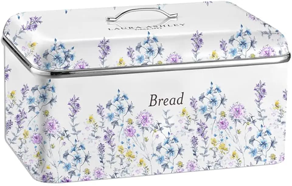 Laura Ashley Wild Meadow Large Bread Box for Kitchen Countertop - Breadbox
