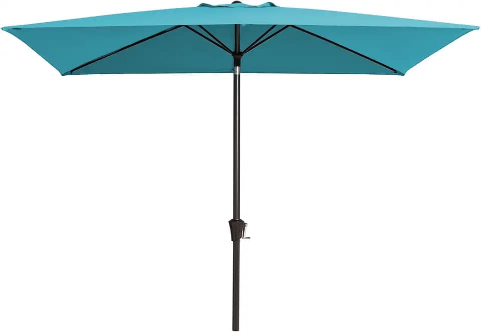 JEAREY 6.5x10ft Olefin Rectangular Patio Umbrella, Lake Blue