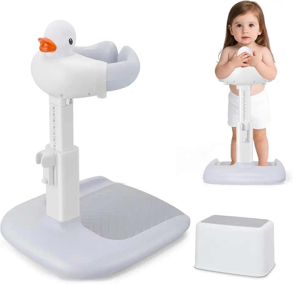 Baby Badewannenständer Duschständer Höhenverstellbar,Baby Dusche Ständer mit AntiRutsch-Basis,Stehhilfe,zum Baden, Windelwechseln und Waschen des Popos