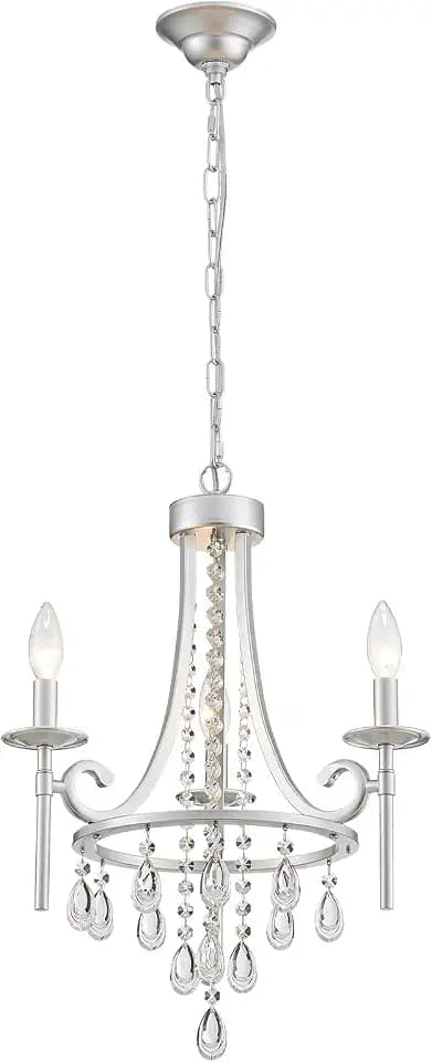 Small Crystal Chandelier, Mini Chrome Chandelier Light Fixture Wagon Wheel Crystal Hanging Pendant Light, 3-Light Modern Chandelier for Bedroom Hallway Bar Kitchen Dinning Living Room Foyer Bathroom