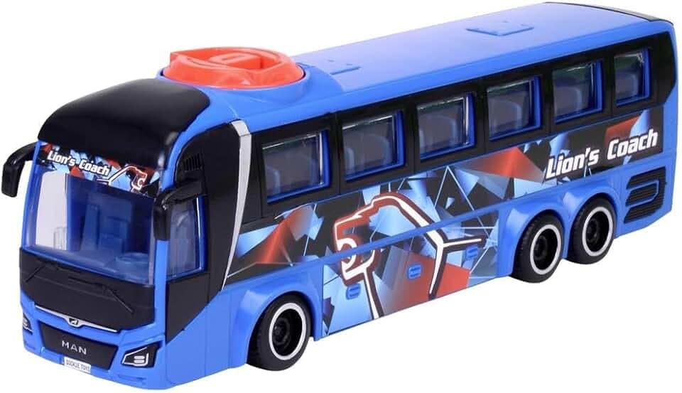 Dickie Toys - Spielzeug-Bus MAN (blau) – lenkbarer Reise-Bus (26,5 cm) zum Spielen für Kinder ab 3 Jahren, Spielzeugauto mit Lenkung & Türen zum Öffnen
