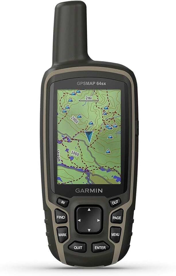 Garmin 010-02258-10 GPSMAP 64sx, Handheld GPS with Altimeter and Compass, Preloaded with TopoActive Maps, Black/Tan
