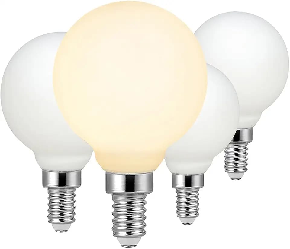 LED Small Bulb G16 Light Globe 4W Matte White E12 Dimmable 2700K Warm Light CRI97 320lm Equal to 30W Incandescent Bulb (4-Pack)